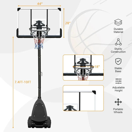 Adjustable 7ft/10ft Portable Basketball Hoop