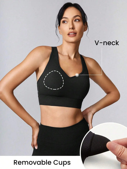 V Neck Racerback Sports Bra